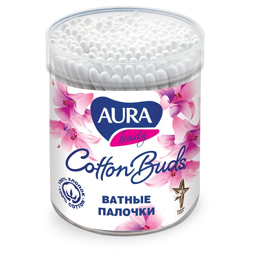Ватные палочки "Pure cotton" стакан круглый упаковка 200 шт Aura