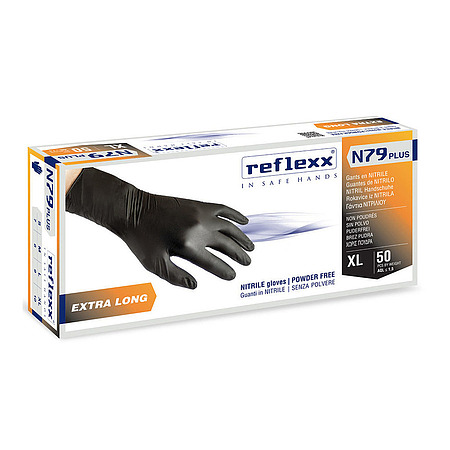 N79P-L Одноразовые перчатки химостойкие сверхдлинные 30см. Reflexx N79P-L Plus. 7,7 гр. Толщина 0,14 мм.