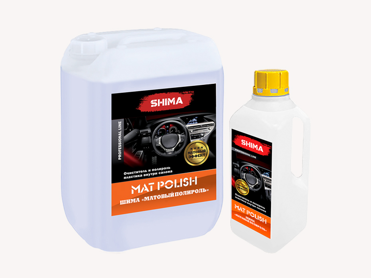 SHIMA "MAT POLISH" 5л.Очиститель и полироль пластика внутри салона с ароматом Вишня и миндаль
