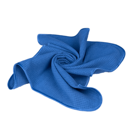 Au-2402 WAFFLE CLEANING TOWEL Полотенце для протирки оверлоченное 55*60 см, синее, 330гр/м2 для сушки авто