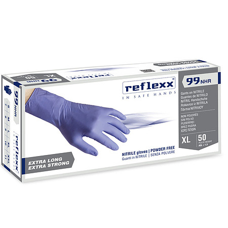 R99-L Одноразовые перчатки химостойкие сверхдлинные 29см. Reflexx R99-L. 8,8 гр. Толщина 0,15 мм