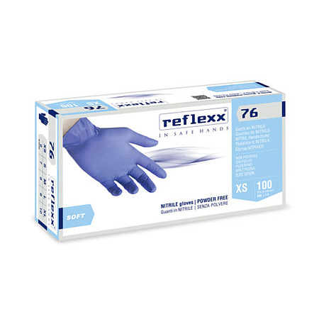 Резиновые перчатки, нитриловые, синие, Reflexx R76-XL. 3,5 гр. Толщина 0,07 мм. R76-XL